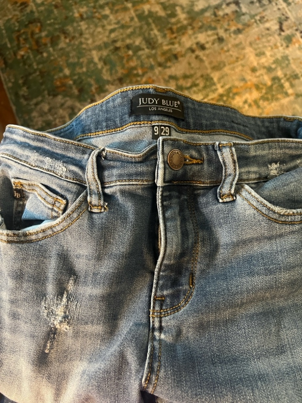 Judy Blue Distressed Dark Blue Ankle Jeans